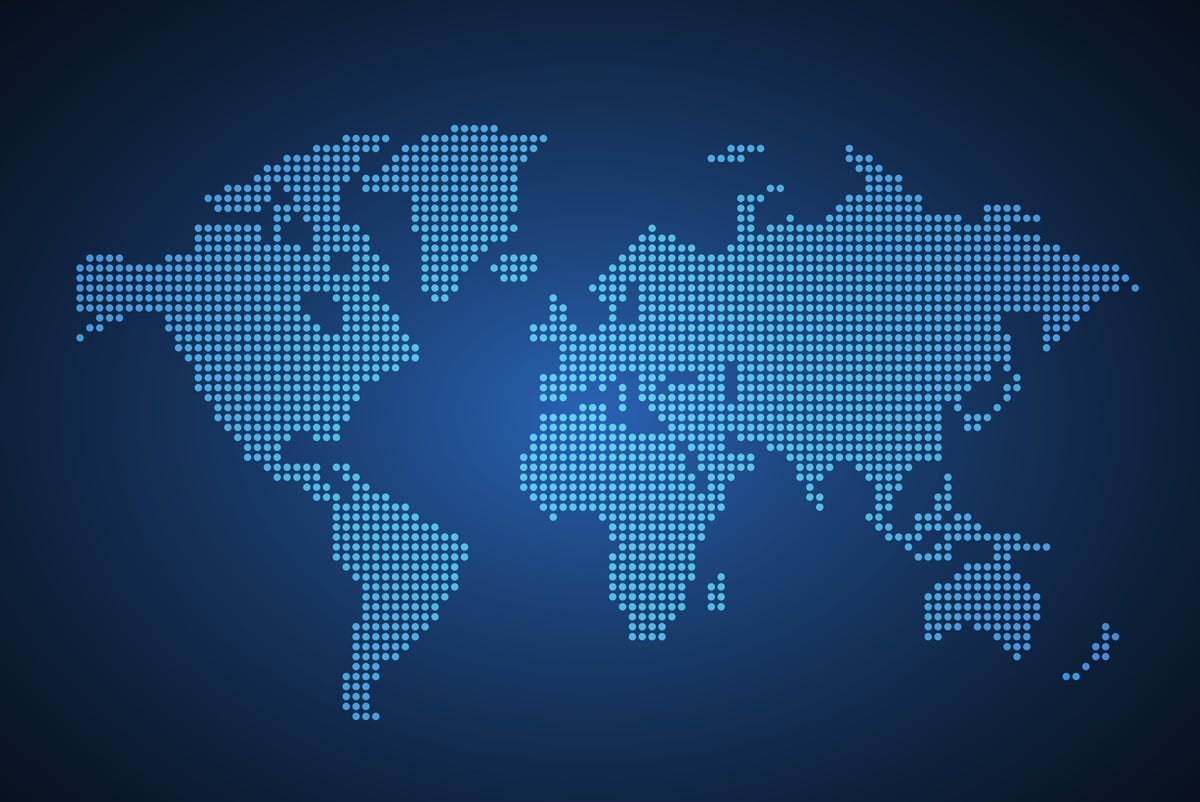 World map representation with Mexico and Argentina highlighted